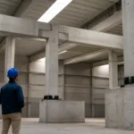 Interno di un capannone industriale prefabbricato in cemento armato