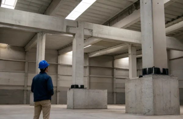 Interno di un capannone industriale prefabbricato in cemento armato
