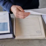 Documenti tecnici di un edificio a confronto su una scrivania