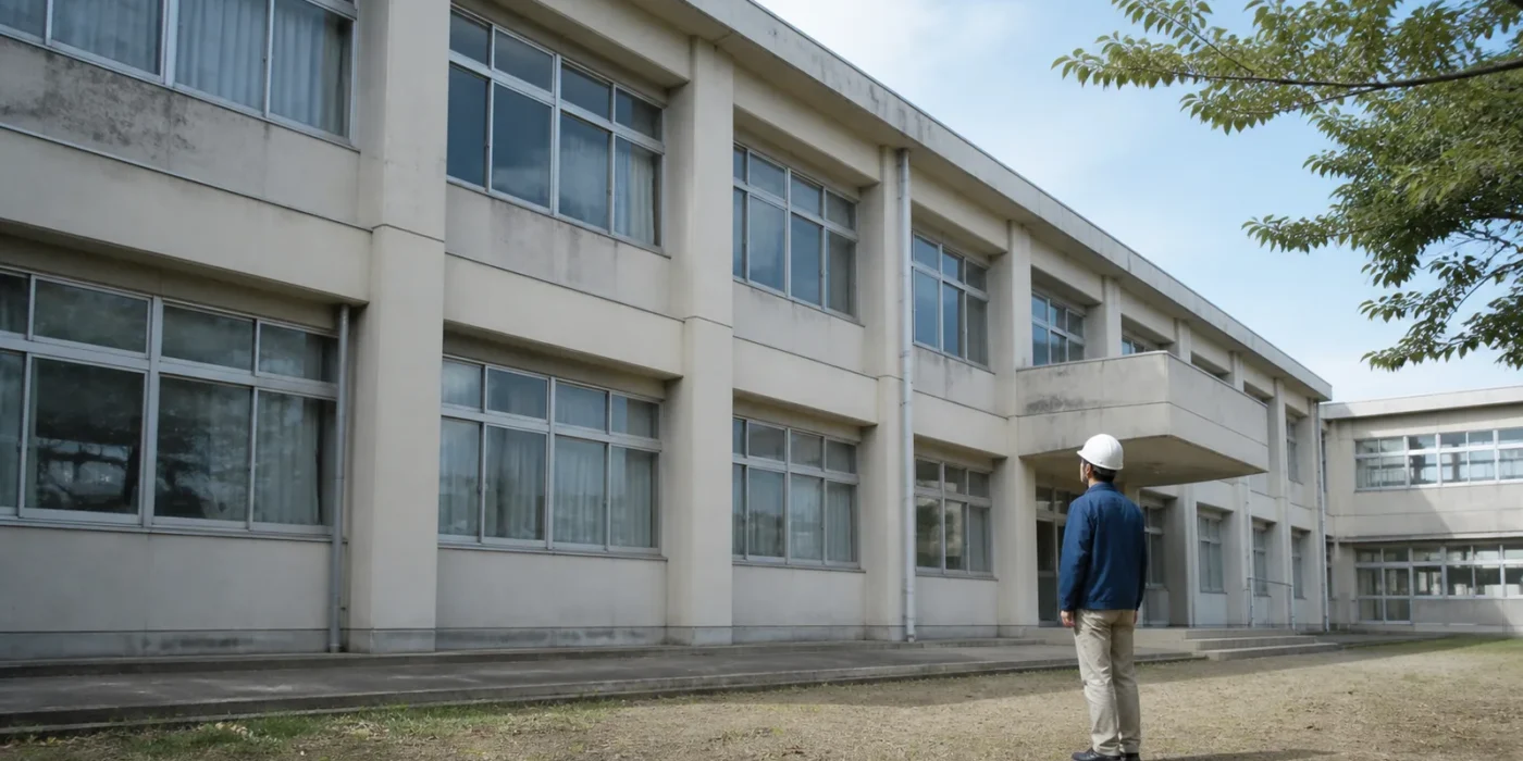 Esterno di un edificio scolastico in cemento armato