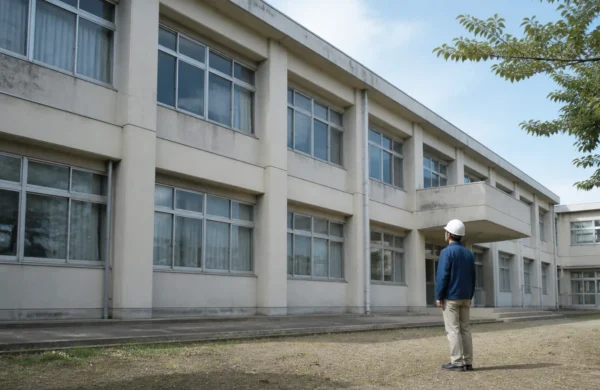 Esterno di un edificio scolastico in cemento armato