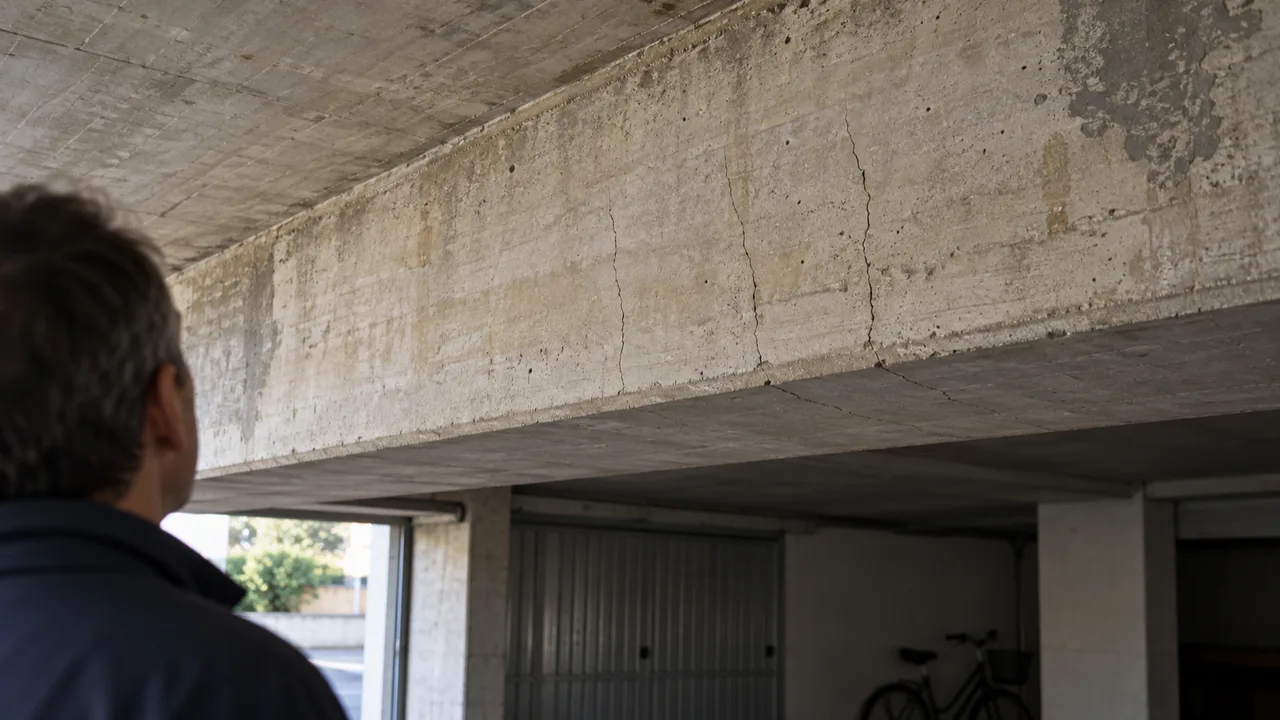 Fessure sottili nella zona tesa di una trave in calcestruzzo armato osservate da un tecnico